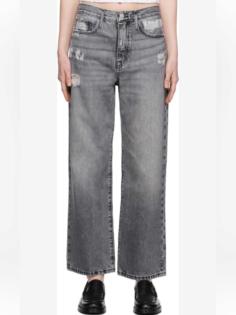 Frame Le Jane Crop Womens Jeans in Faded Gray